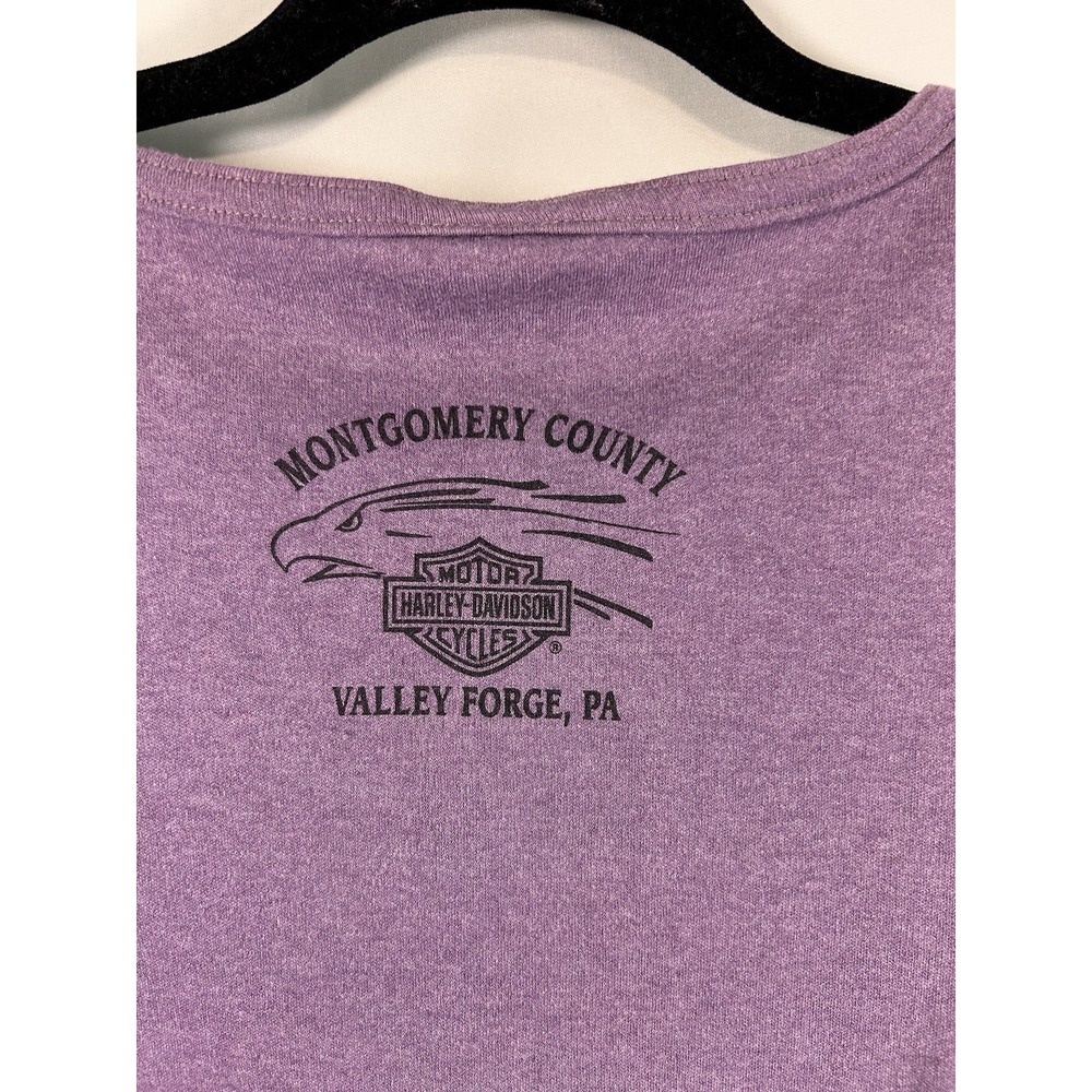Harley Davidson Large Long Sleeve Shirt V Neck Purple Valley Forge Pennsylvania - Picture 6 of 6